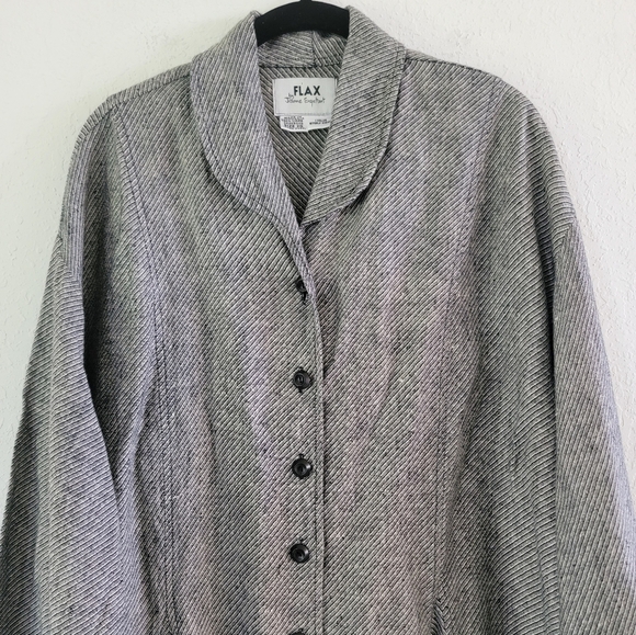 FLAX Plus Size Linen Jacket Shirt 3X. - Picture 2 of 7